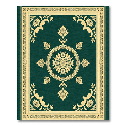 Emerald Gold Vintage Floral Medallion Rug