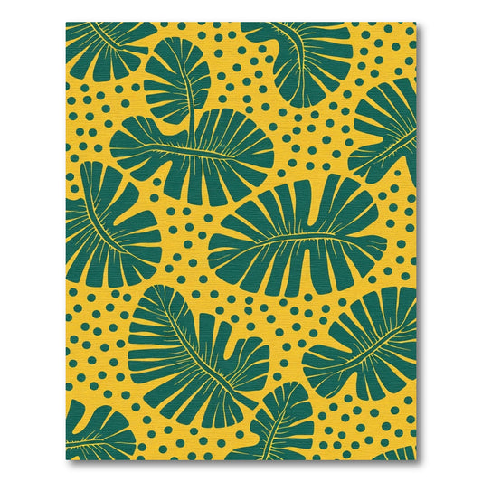 Bold Green Leaf Yellow Dot Rug