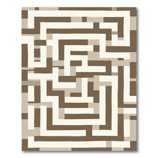 Earthy Tones Geometric Maze Rug
