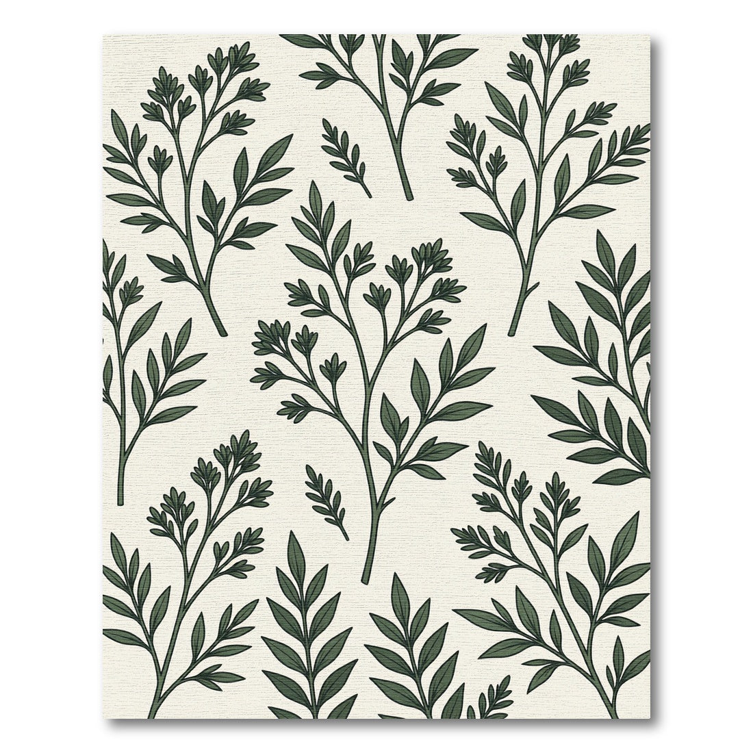 Elegant Dark Green Botanical Foliage Rug