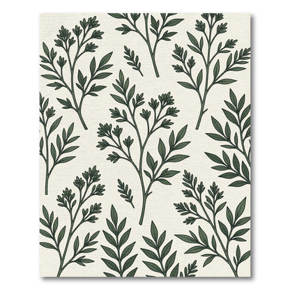Elegant Dark Green Botanical Foliage Rug