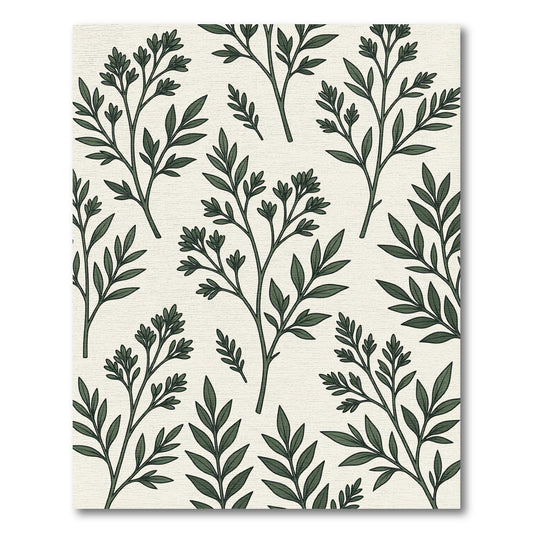 Elegant Dark Green Botanical Foliage Rug