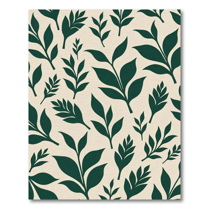 Deep Green Leafy Sprigs Cream Rug