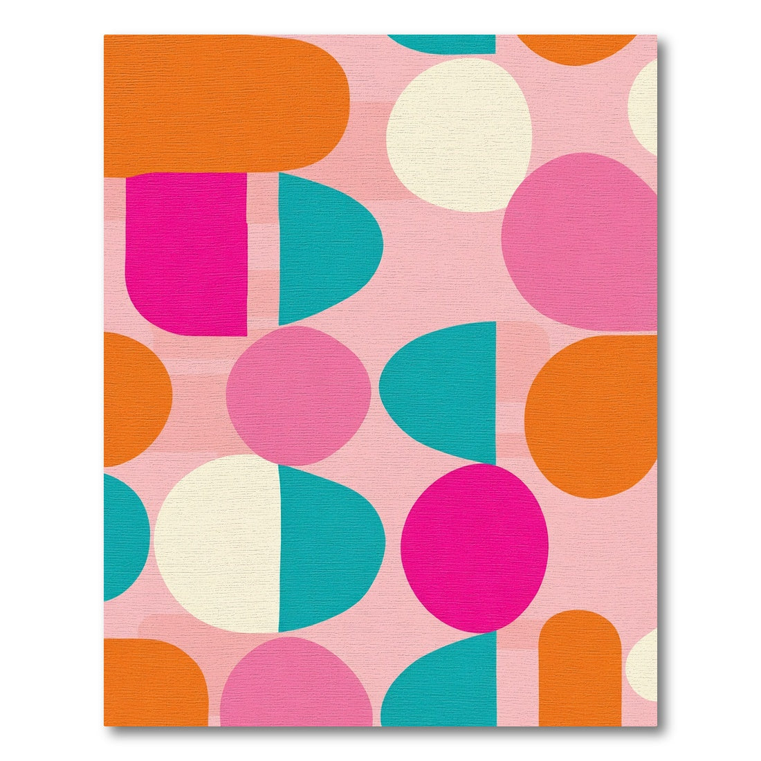 Vibrant Pink Teal Orange Abstract Shapes Rug
