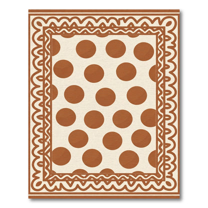 Cream Brown Polka Dot Border Rug