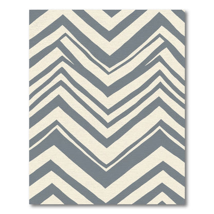 Gray Cream Chevron Zigzag Rug