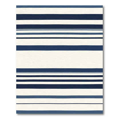Bold Navy Blue Tonal Stripe Rug
