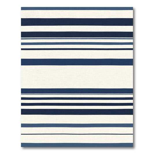 Bold Navy Blue Tonal Stripe Rug