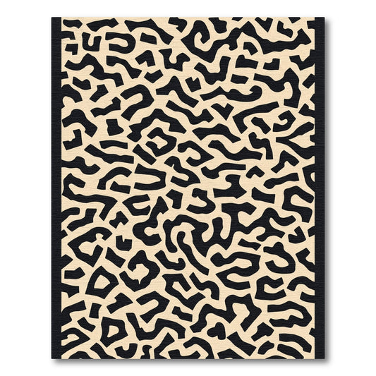 Abstract Beige Black Organic Swirl Rug