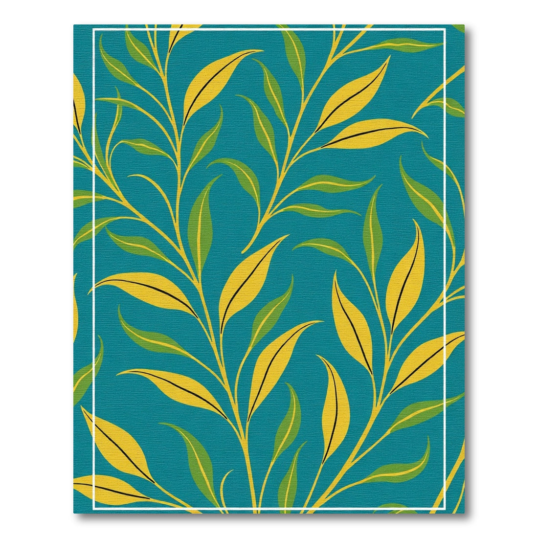 Teal Yellow Botanical Branching Foliage Rug