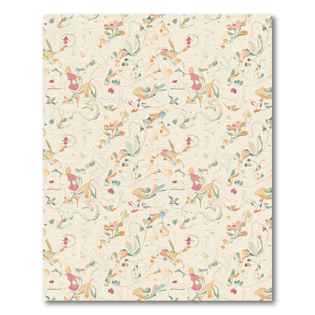 Pastel Blush Floral Whimsical Swirl Rug