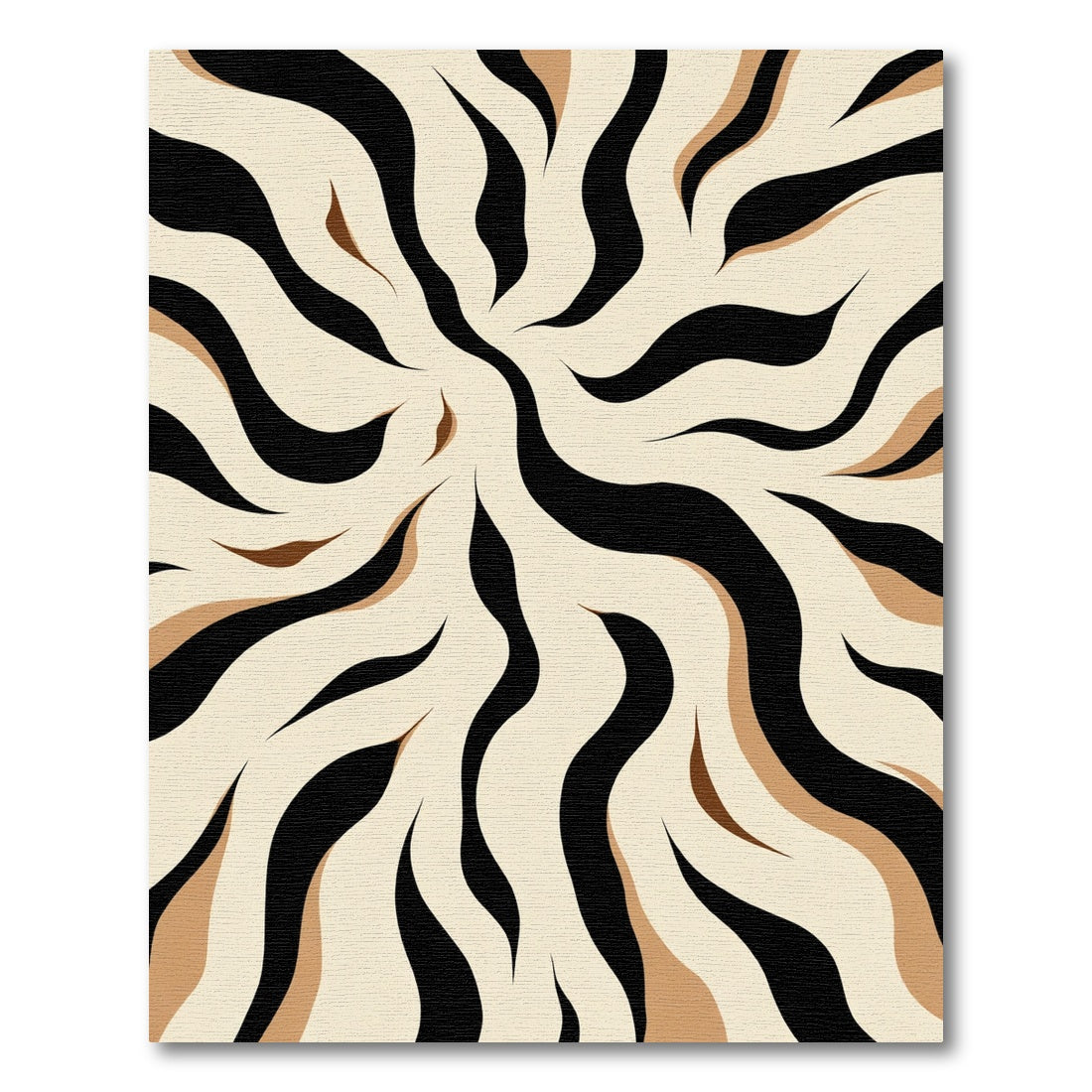 Black Beige Swirling Animal Print Rug