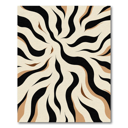 Black Beige Swirling Animal Print Rug
