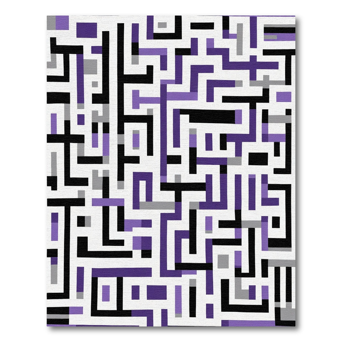 Purple Black Gray Geometric Maze Rug