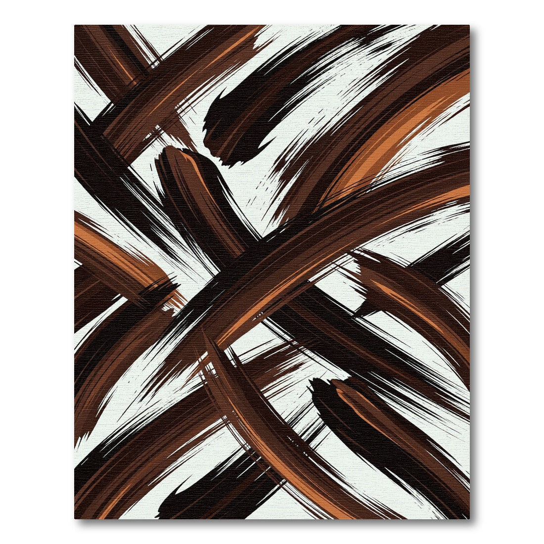 Modern Abstract Espresso Brown Brushstrokes Rug