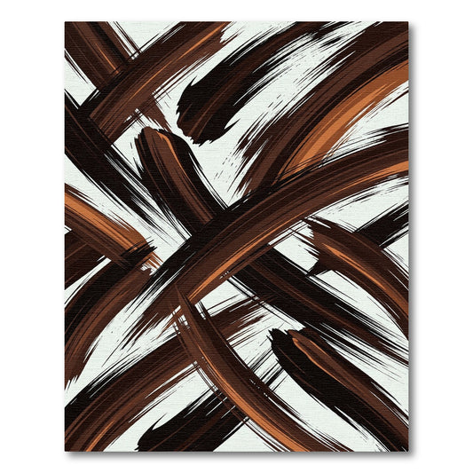 Modern Abstract Espresso Brown Brushstrokes Rug