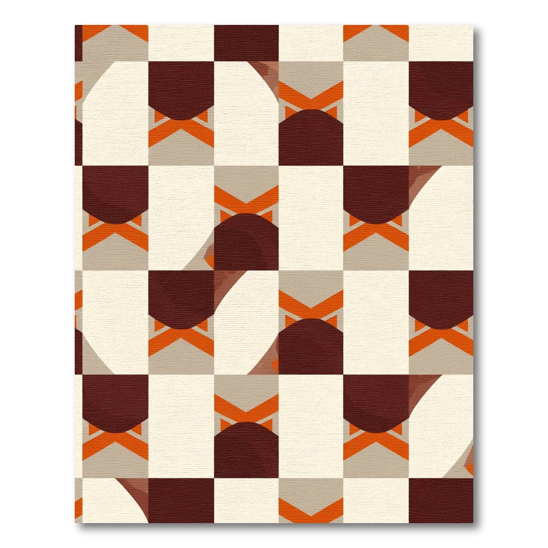 Checkerboard Crimson Abstract Squares Rug