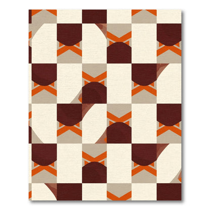 Checkerboard Crimson Abstract Squares Rug