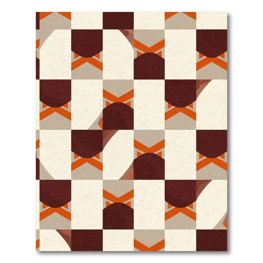 Checkerboard Crimson Abstract Squares Rug