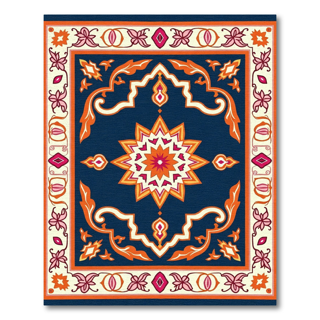 Grand Floral Sunburst Inlay Rug