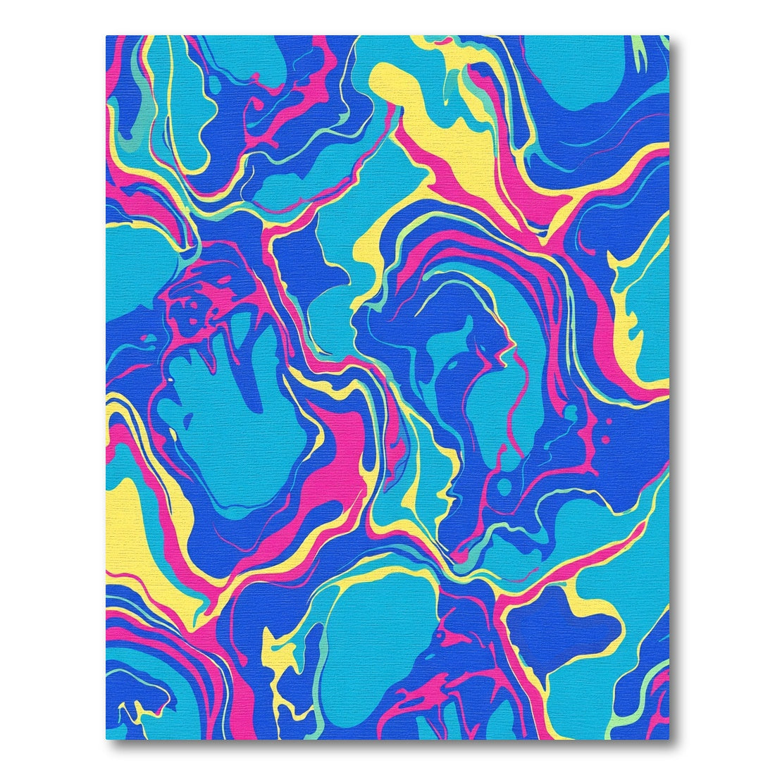 Vibrant Blue Pink Yellow Swirl Rug