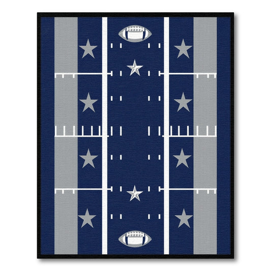 Navy Gray Football Field Stars Rug
