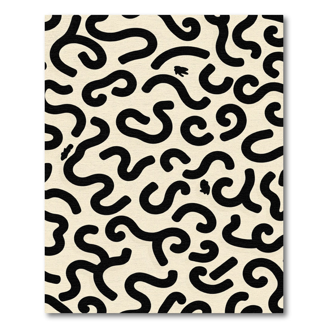 Bold Black Swirls Cream Background Rug
