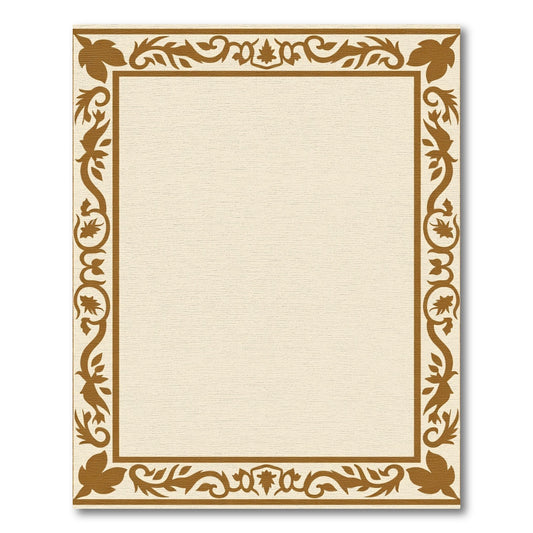 Ornate Golden Leaf Vine Frame Rug