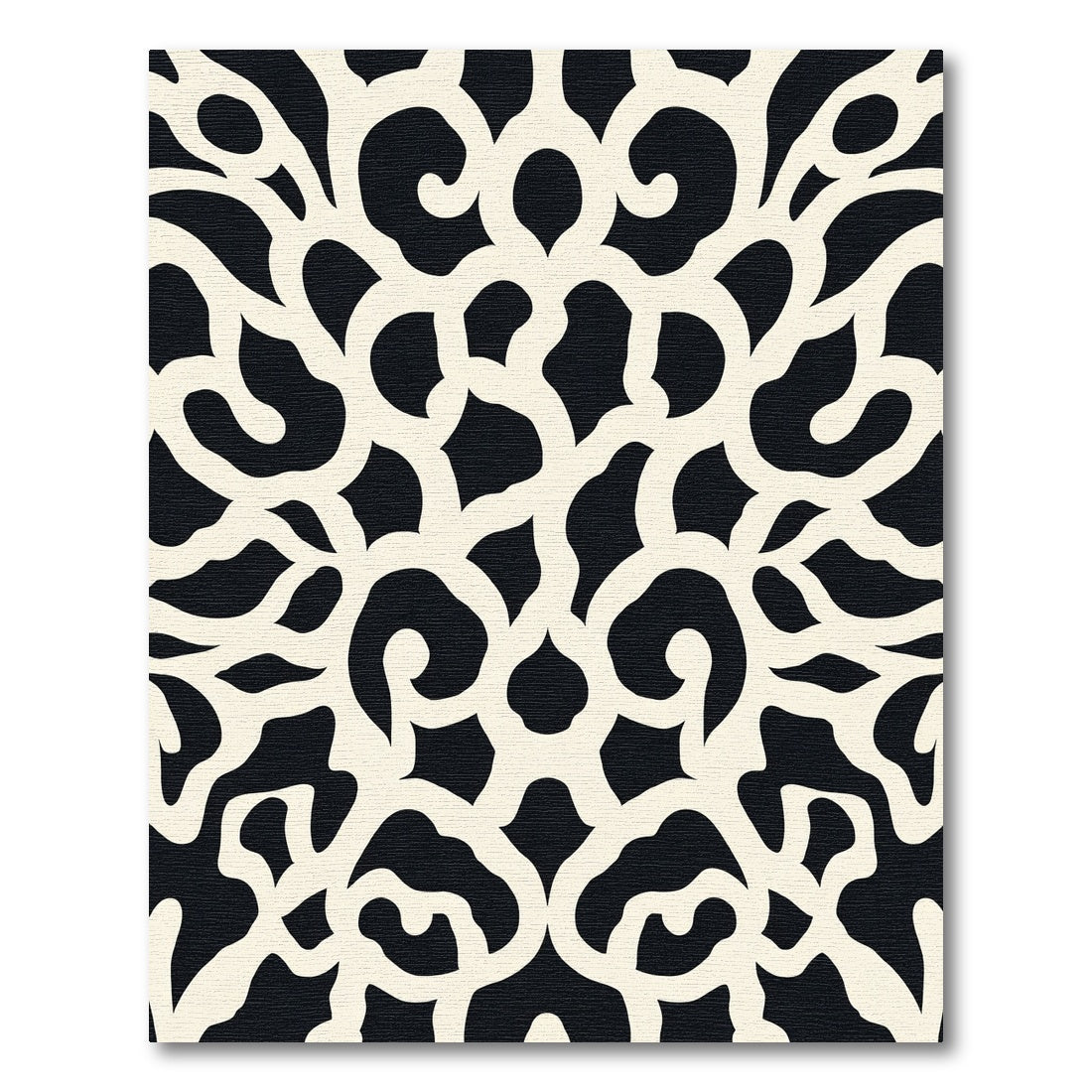 Cream Swirl Lace Black Rug