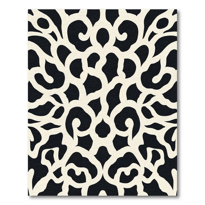 Cream Swirl Lace Black Rug