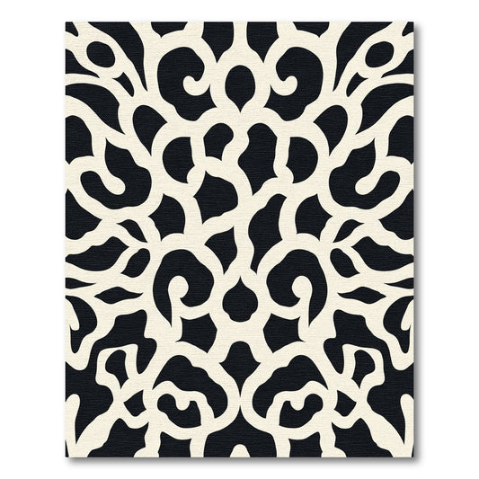 Cream Swirl Lace Black Rug