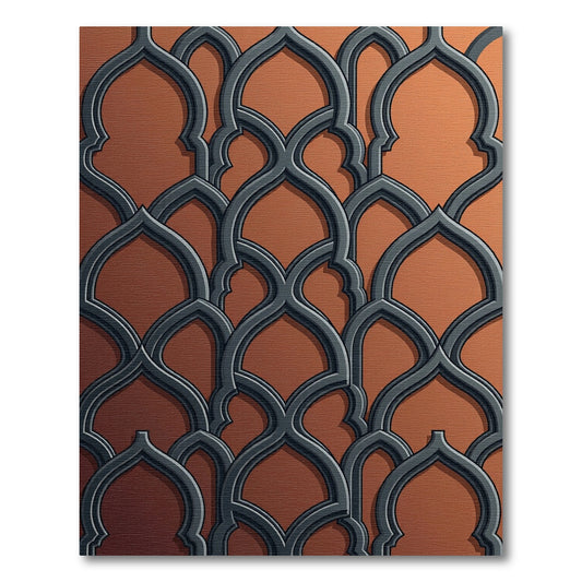 Deep Gray Arabesque Lattice Rug