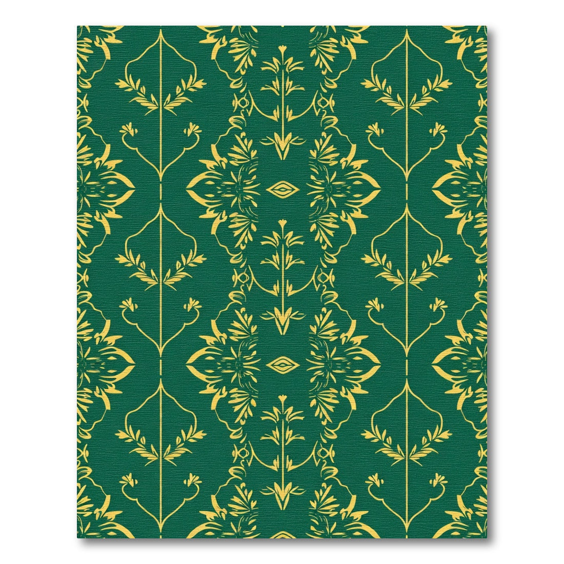 Emerald Golden Floral Damask Rug