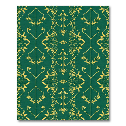 Emerald Golden Floral Damask Rug