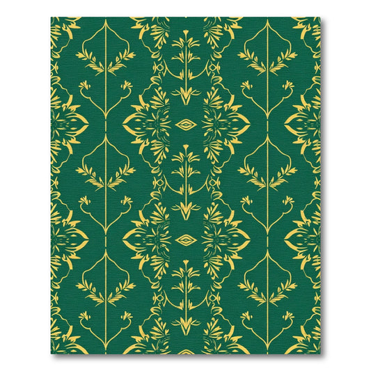 Emerald Golden Floral Damask Rug