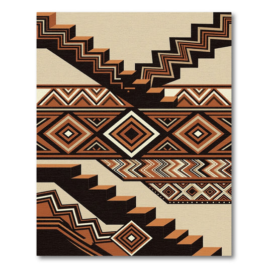 Earthy Terracotta Geometric Step Diamond Rug