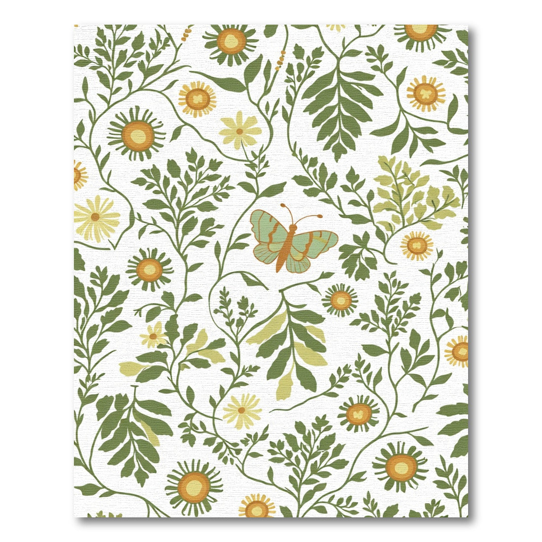 Green Orange Botanical Butterfly Vines Rug
