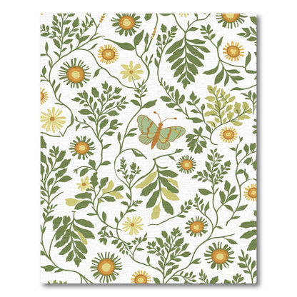 Green Orange Botanical Butterfly Vines Rug