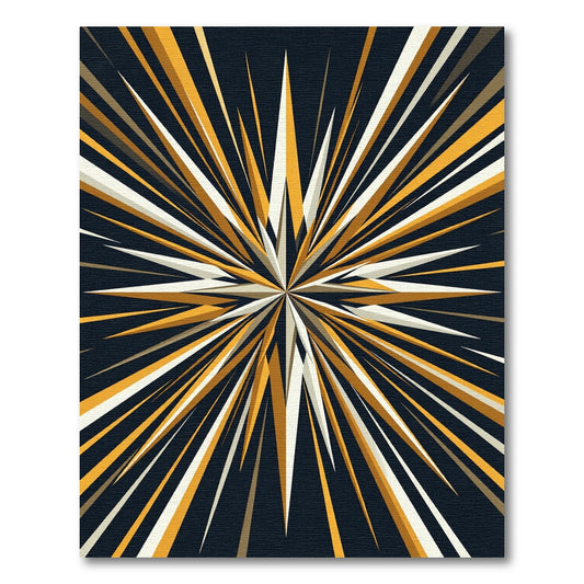 Exploding Starburst Gold White Rug