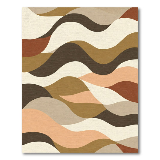 Earthy Abstract Landscape Waves Rug