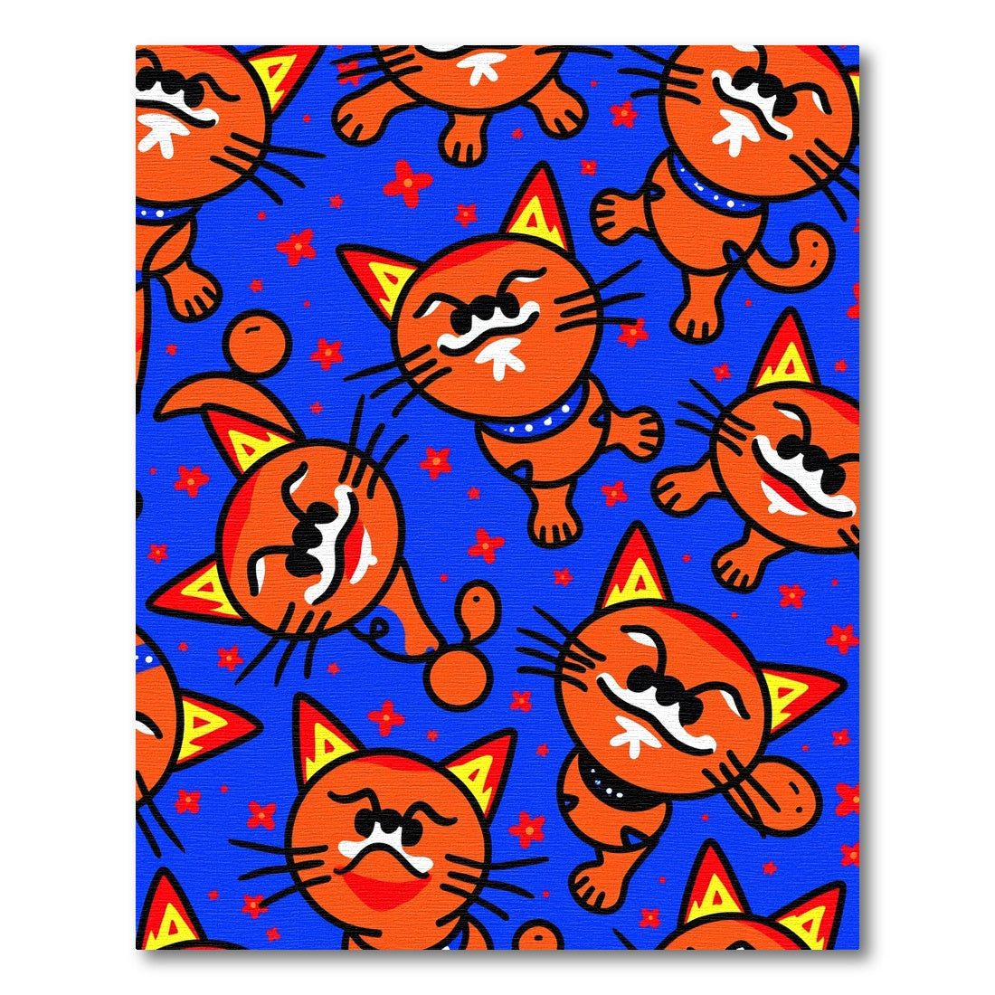 Orange Whimsical Happy Cat Collage Rug