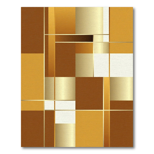 Modern Golden Brown Geometric Abstract Rug