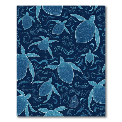 Deep Blue Turtle Swirl Ocean Rug