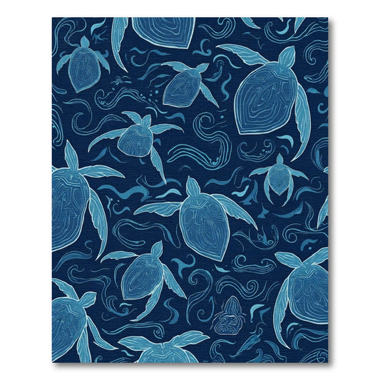 Deep Blue Turtle Swirl Ocean Rug