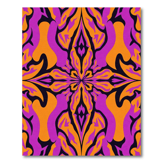 Vibrant Orange Purple Abstract Swirls Rug