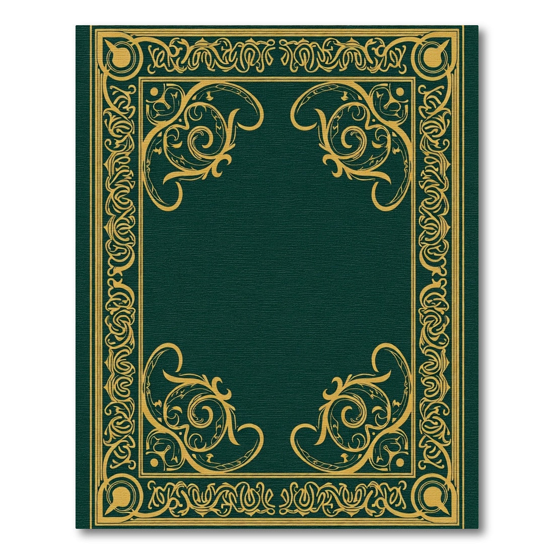 Emerald Gold Ornate Scrollwork Border Rug