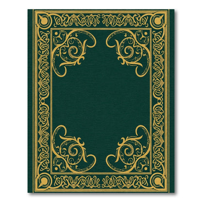 Emerald Gold Ornate Scrollwork Border Rug