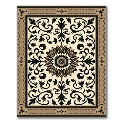 Brown and Gold Floral Medallion Rug