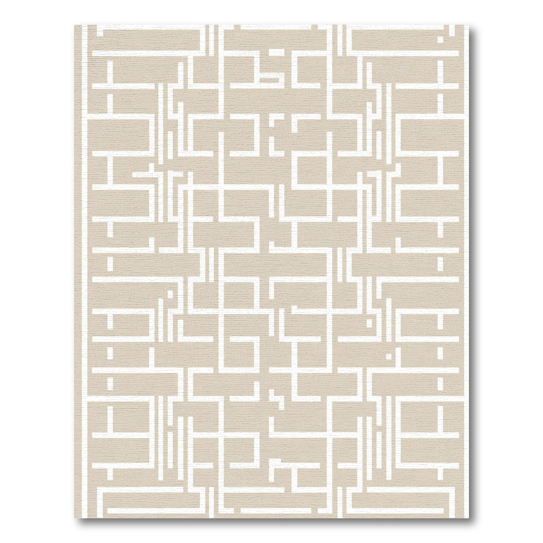 Beige White Geometric Maze Rug