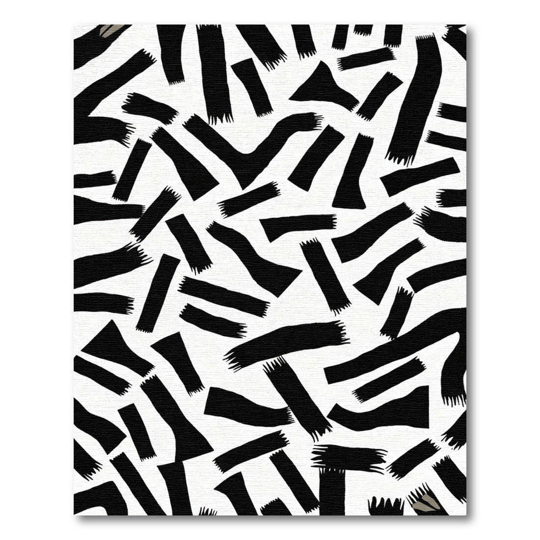 Abstract Black Strokes Contrast Rug